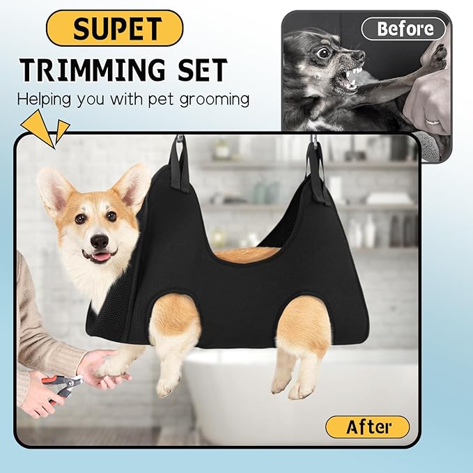 Supet Dog Grooming Hammock Harness for Cats Dogs, Relaxation Pet Grooming Hammock Restraint Dog & Small Animal Leashes Sling for Grooming Helper for Nail Trimming Clipping S