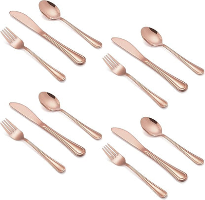 HaWare 12-Piece Kids Silverware, Stainless Steel Toddler Utensils Flatware Set, Preschooler Eating Utensils Includes 4 Spoons 4 Forks 4 Knives, Metal Children Cutlery for Home School, Mirror Finished