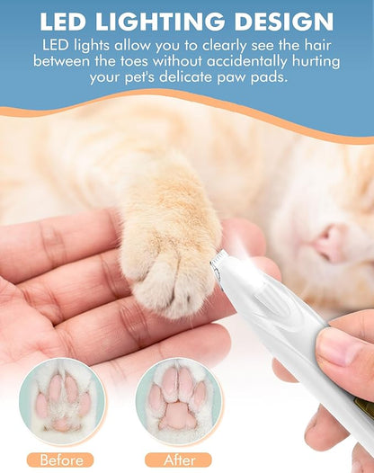 LEYOUFU Dog Clippers for Grooming, Cordless Dog Grooming Kit for Small Dogs with LED Light, Rechargeable Low Noise Cat Hair Trimmer for Grooming Pet Hair Around Paws, Eyes, Ears, Face, Rump (White)
