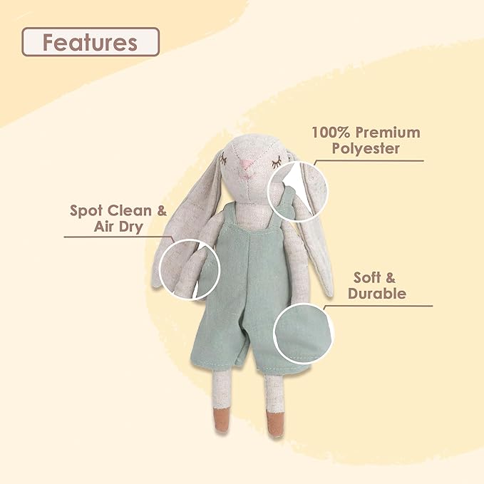 MON AMI Billy The Bunny Stuffed Doll - 9", Soft & Cuddly Plush Animal Doll