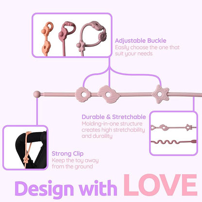 Toy Straps for Baby, 5pcs Food Grade Silicone Toy Holder