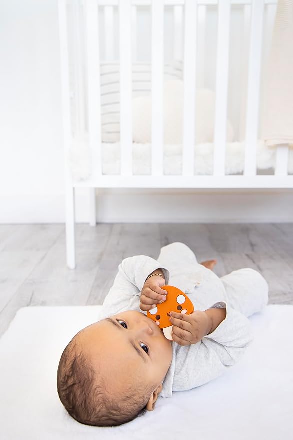 Pearhead Mushroom Silicone Baby Teether, Teething Toy for Babies 0+ Months