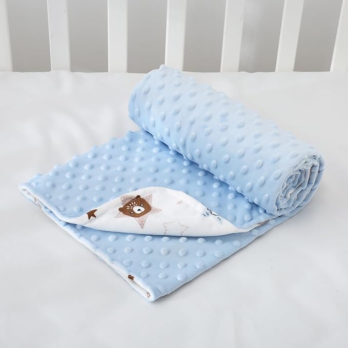 DaysU Silky Micro Soft Plush Baby Blankets for Girls with Print Animal Pattern and Soothing Raised Dots, Double Layer Bed Throws for Baby Crib 30x40 Inches