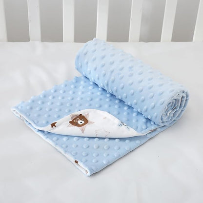 DaysU Silky Micro Soft Plush Baby Blankets for Girls with Print Animal Pattern and Soothing Raised Dots, Double Layer Bed Throws for Baby Crib 30x40 Inches