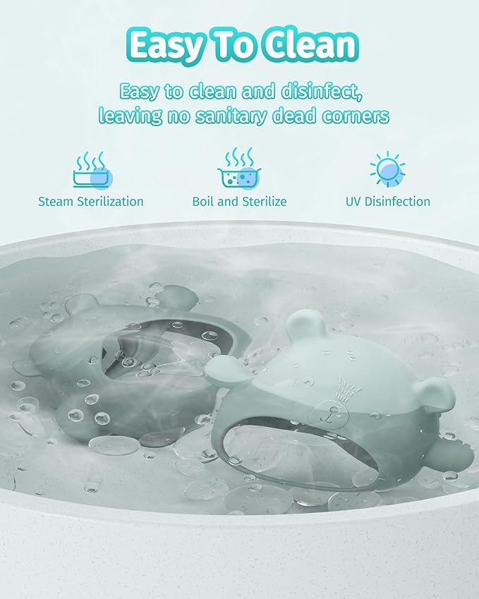 USLAI 2 Packs Baby Teething Toy for Over 3 Months, Food Grade Silicone Teething Mitten