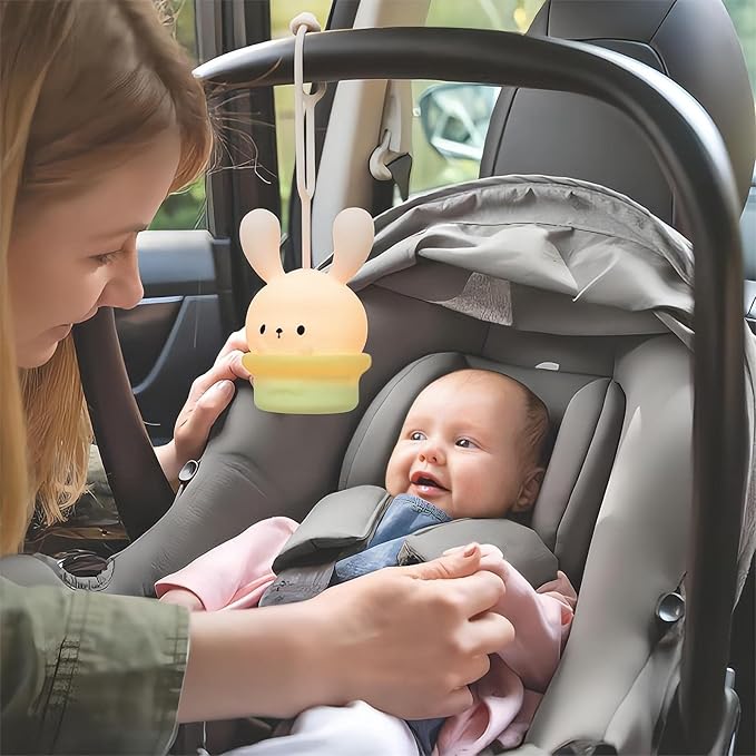 Night Light for Baby Cribs - Portable Rechargeable Led Light Up Toddler Bed Room Hanging Nightlight With Timing & Dimming Function 9 Colors Changing Eye Caring Travel Essentials Soft Silicone BPA Free