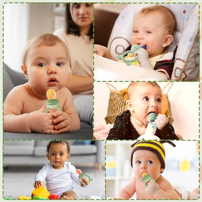 JEXFUN Silicone Baby Fruit Food Feeder Pacifier & Breastmilk Popsicle Freezer Molds for Cooling Relief, Silicone Feeder to Safely Introduce New Foods 4 Month+