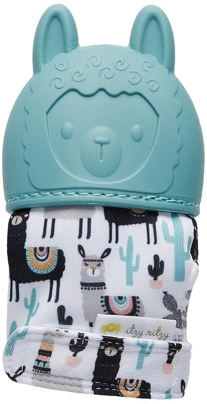 Itzy Ritzy Silicone Teething Mitt - Soothing Infant Teething Mitten with Adjustable Strap, Crinkle Sound & Textured Silicone to Soothe Sore & Swollen Gums 3 Mos