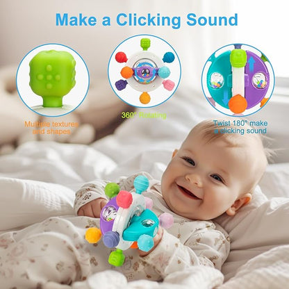 Baby Sensory Teething Toys, Montessori Baby Toys Teether 0-12 Months, 0-6 6-12 12-18 Months
