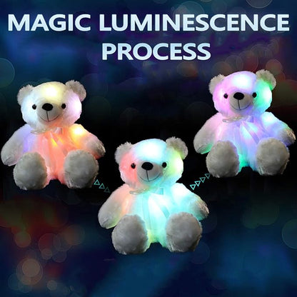 LED Teddy Bears Stuffed Animals, Cute White Glow Bear Plush Toys Creative Colorful Luminous Light Up Doll Gifts for Bedroom Valentine,18 inch