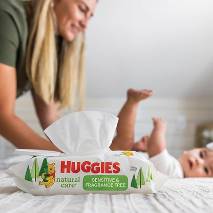 Sensitive Baby Wipes, Huggies Natural Care Baby Diaper Wipes, Unscented, Hypoallergenic, 99% Purified Water, 24 Soft Pack (1344 Wipes Total)