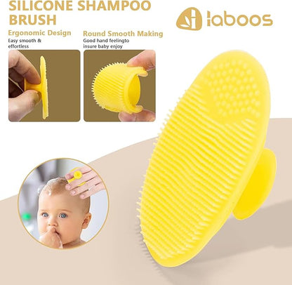 Baby Hair Brush and Comb Set for Newborns & Toddlers - Wooden Handle and Natural Soft Goat Bristles,Gentle Cradle Cap Care,Baby Massage and Scalp Brush,Ideal Baby Registry Gift,Beech with Cute Bear