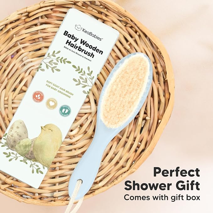 KeaBabies Hair Brush with Soft Goat Bristles, Cradle Cap Brush