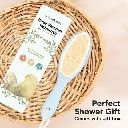 KeaBabies Hair Brush with Soft Goat Bristles, Cradle Cap Brush