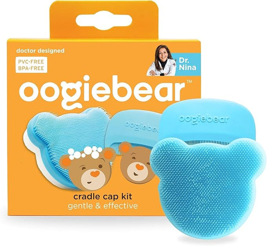 oogiebear Cradle Cap Brush Kit for Babies – Gentle and Safe Scalp Massage Care with Sponge, Brush, and Comb for Newborns and Babies