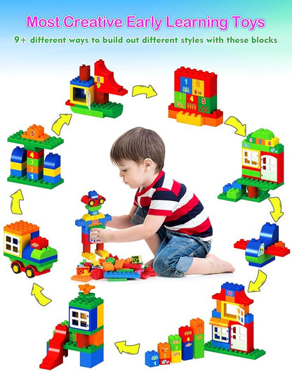 Large Building Blocks Set, 94 Pcs Classic Big Blocks STEM Toy Bricks 3,4,5,6,7,8+