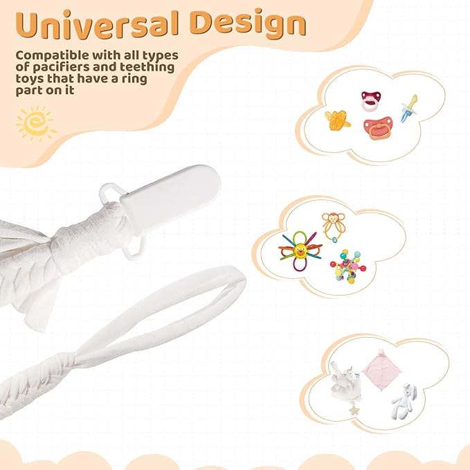 Pacifier Clip for Boys Girls Pacifier Holder Leash Boho Plastic