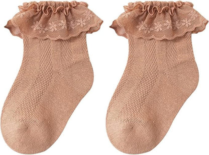 QandSweet Baby Girls' Eyelet Flower Socks Ankle Sock for Newborn