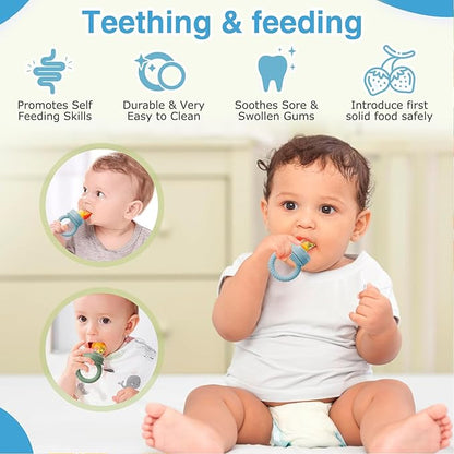 Baby Solids/Frozen Fruit Feeder Pacifier, Infant Teether Toy 4M+ 2-Pack (Ring