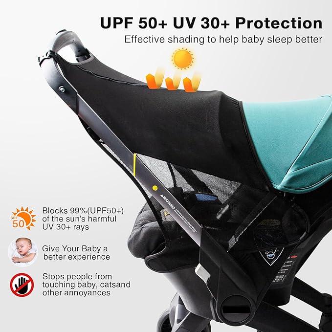 Stroller Sun Shade, Functional Sun Protection Extension Compatible with Doona car seat Stroller, 360 Sun Shade Baby Car seat UV Protection Sun Cover for Baby Pushchairs Strollers Accessories