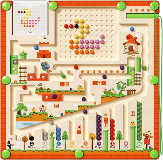 Magnetic Color and Number Maze Montessori Toys for 3+ Year