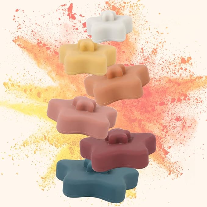 haakaa Silicone Star Stacking Toys, Baby Stacking Rings Baby Stacking Toys & Baby Teether 6Pacs.