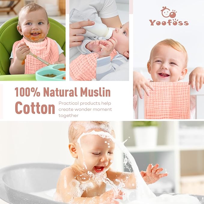 Yoofoss Muslin Burp Cloths for Baby 10 Pack 100% Cotton 20''X10'' Super