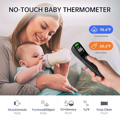No-Touch Forehead Thermometer, 1s Accurate Reading and 3-Color Indicator 2-in-1 Infrared