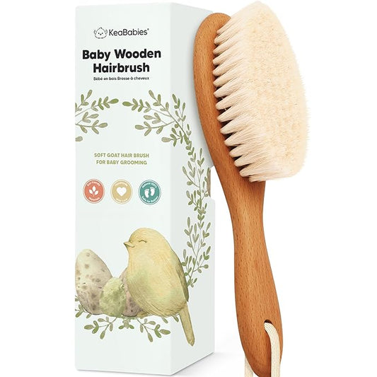 KeaBabies Hair Brush with Soft Goat Bristles, Cradle Cap Brush