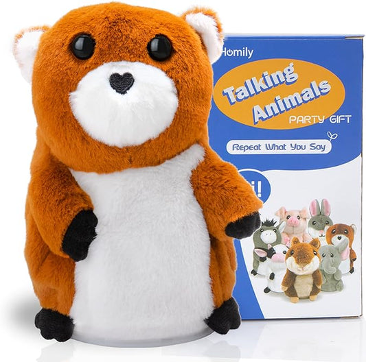 HOMILY Talking Beaver, Repeats What You Say Plush Animal Toy Electronic Hamster Mouse for Boys