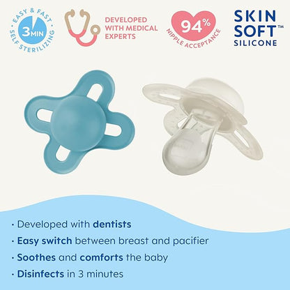 MAM Original Start Matte Newborn Baby Pacifier, Best Pacifier for Breastfed Babies 0-3 (Pack 2)