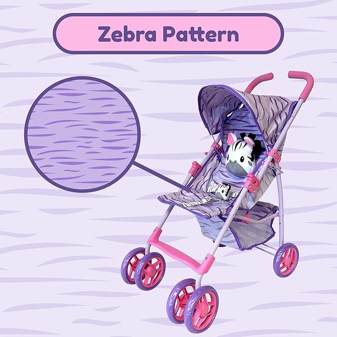 Baby Doll Stroller for Toddlers 1-3, Pillow Animal Toy Baby Stoller for Dolls