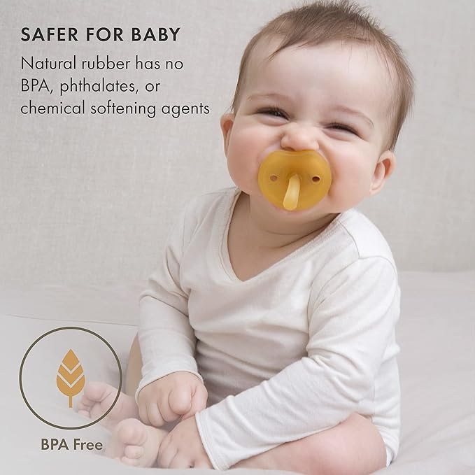 Natursutten Pacifiers 0-6 Months - 2-Pack Butterfly Shield Orthodontic Nipple Natural Rubber Safe & Soft BPA-Free Pacifiers for Breastfeeding Babies