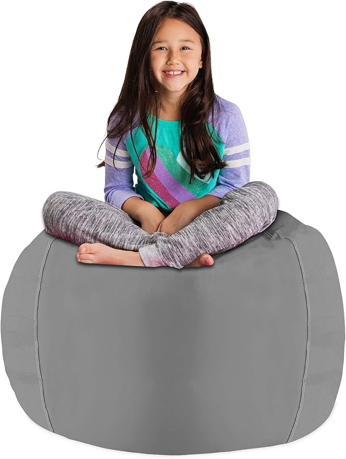 Posh Stuffable Kids Stuffed Animal Storage Bean Bag Chair Cover - Childrens Toy Organizer, X-Large 48" - Canvas Fun Creatures Coloring Fabric