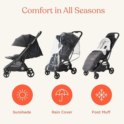 Ergobaby Metro 3 All in One Compact Baby Stroller, Lightweight Travel Stroller, Easy One-Hand Fold for Overhead Airplane Storage (Carries up to 50 lbs), Car Seat Compatible,Graphite Grey
