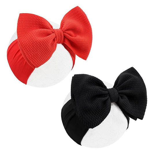 YanJie Halloween Baby Headbands Cheer Bow, Orange Hair Bow Black 2Pcs