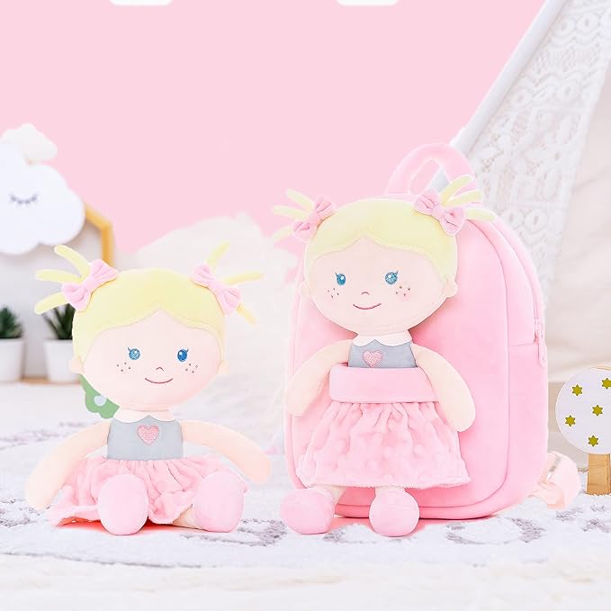 Onetoo Toddler Backpack Kids Backpacks with Soft Light Baby Dolls 9.5"
