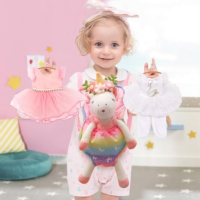 Unicorn Stuffed Animals Plush Ballerina Baby Doll with Doll Carrier 3 4 5 6