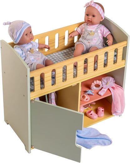 JC Toys Parfait Collection | Deluxe Wooden Doll Toy Bed with Storage Accessories 20" | 3+ |