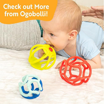 OgoBolli Poppi Teether Ring Tactile Sensory Ball and Pop Up Popper Toy for Babies & Toddlers - Stretchy, Squishy 6+ Months
