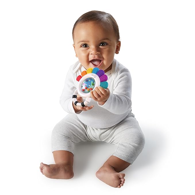 Baby Einstein Outstanding Opus The Octopus Sensory Rattle & Teether Multi-Use Toy, BPA Free & Chillable 3 Months