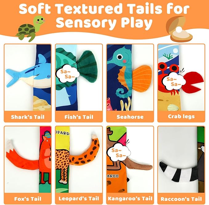 2PCS Baby Books - Montessori Toys Cute Animal Theme Baby Cloth Books 6 to 12 Months, Soft Stuffed High Contrast Crinkle Infant Sensory Toys