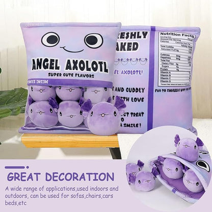 Axolotl Plush Pillow Throw Pillow, Cute Axolotl Plush Toys Doll (6 pcs,