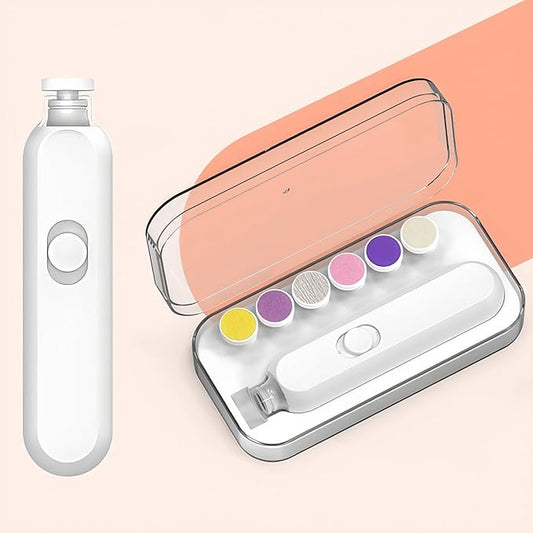 Baby Nail Trimmer Electric, Baby Nail File Electric, 6 in 1 Baby Nail Clipper with Lights, Baby Grooming Kit for Infant/Newborn/Toddler Nail Filer, Trim and Polish (White)