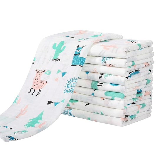 Yoofoss Muslin Burp Cloths for Baby 10 Pack 100% Cotton 20''X10'' Super
