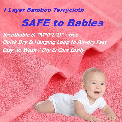JEFFSUN Baby Washcloths 6 Pack, 10x10 inch Heavenly Soft Pink Wash Cloths for Face and Body