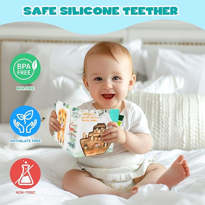 Soft Book, Touch and Feel Cloth Soft Crinkle Books for Babies 0-12 Months