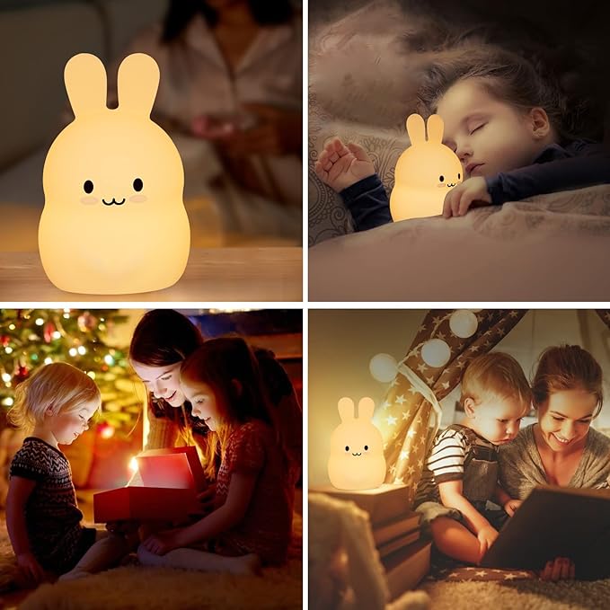 ShaArkMango LED Night Light for Kids Toddler Bed Room Decor Aesthetic, Soft BPA Free Silicone, Cute Animal Night Lamp Color Changing NightLight Dimming & Timer &Rechargeable Baby Shower Gifts