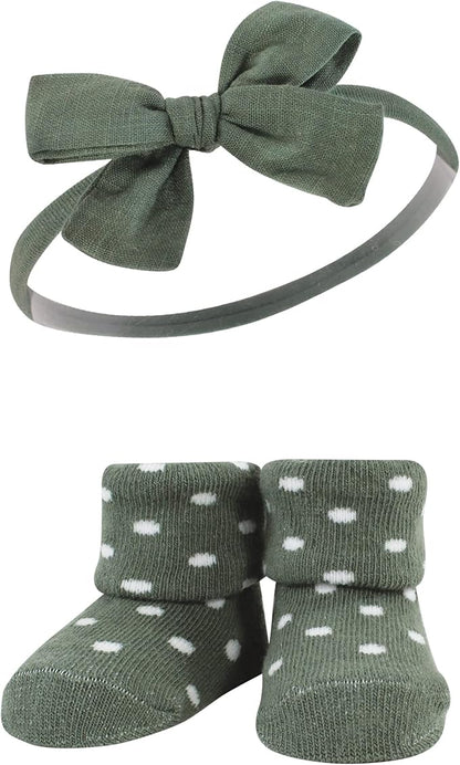 Hudson Baby Girl's Headband and Socks Giftset