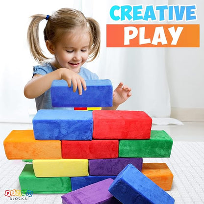 The Original Premium Plush Building Block for Kids - Certified Safe Foam Blocks in Luxuriously Soft Fabric Covers 24 (Classic